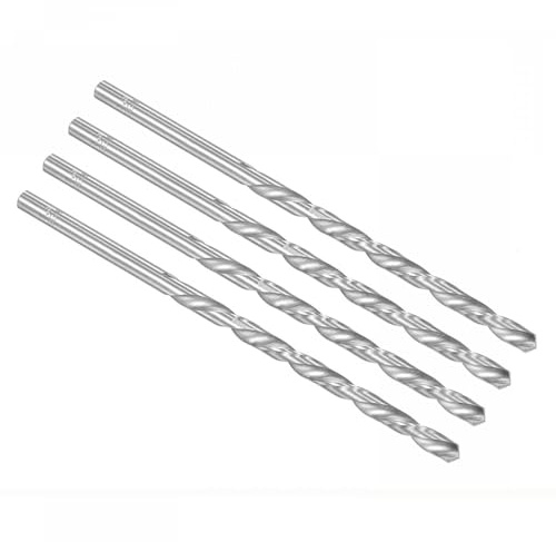 TOP-VIGOR 4Pcs 6mm Dia Extra Long Twist Drill Bits, 160mm Length High Speed Steel Extended Spiral Drill Bit, Straight Shank Twist Drill Bit Tool for Wood Metal Aluminum Plastic