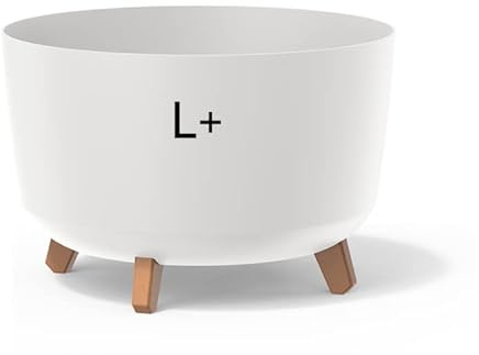 MELTOM Blumentopf Schale mit Füßen Einsatz Blumenschale Kräutertopf Übertopf (Weiß, L+ 39cm)