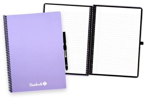BAMBOOK Colourful Notizbuch - Lila - A4 - Liniert - Wiederverwendbares Notizbuch, Notizblock, Reusable Notebook, Löschbares Whiteboard-Notizbuch