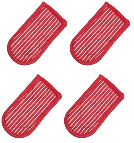 sourcing map 4Pcs Pan Handle Sleeve, Pot Handle Covers Heat Resistant Iron Skillet Handle Covers for Kitchen Baking Cooking Supplies, Red and White Stripe 3.1 in x 5.9 in