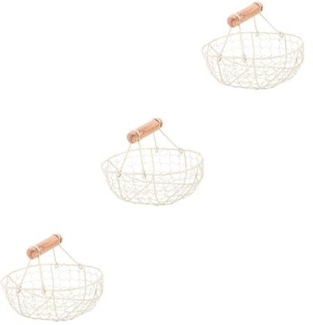 Amosfun 3pcs Egg Basket Wrought Iron Multifunctional Fruit Vegetable Storage Drain Basket for Kitchen
