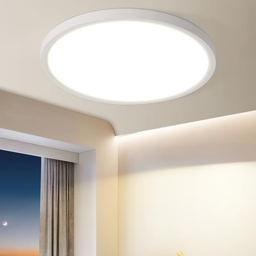 ZMH LED Deckenlampe Deckenleuchte Modern - 3000K Badezimmerlampe Decke 24W Flurlampe Rund Ø30CM Badlampe für Wohnzimmer Schlafzimmer Küche