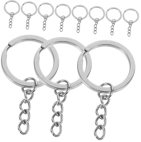 STOBOK 20 Anillas para Llaveros de Acero Inoxidable, Redondas y Planas, Cierre Seguro, para Manualidades y Bricolaje DIY