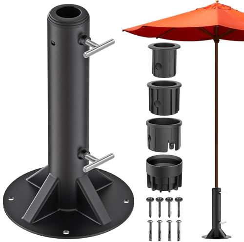Dolibest Sonnenschirmhalter Standrohr Bodenhülse Bodenanker/Runde | 30cm,3-5cm Stange,Ampelschirm Wäschespinne Flaggenmast Aufschraubhülse Bodenplatte Flansch,Reduzierhülse,Beton Holzdeck