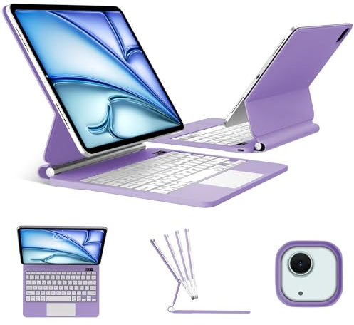 FOGARI Magic Keyboard para iPad Air 11 M2/M3/M4 2024/2025/2026 | Español Ñ Teclado Bluetooth con Trackpad para iPad Air 11 M2/M3/M4 Teclado con Touchpad, Púrpura