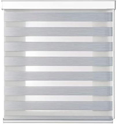 Tenda a Rullo NIGHT AND DAY Doppio Strato Giorno e Notte Premium Con Cassonetto Bianco E Catenella In Alluminio Tenda Per Finestra o Porta Protezione Solare Varie Misure E Colori (Grigio004, 140x300)