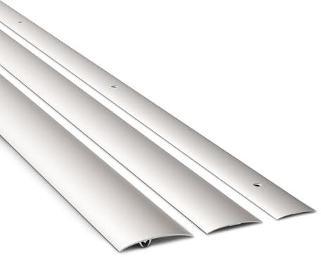 DQ-PP Aluminium Übergangsprofil – Silber – 40mm – 180cm – Selbstklebend – Türleiste – Für Bodenbelag, Laminat, Vinyl – Windschutz – 1,8m Übergangsleiste