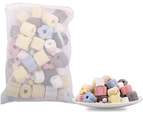 Yohuork 500g Ceramic Filter Rings Biological Filter Media, Aquarium Filter Media Balls, Ceramic Aquatic Water Plant Fixed Ring, for Fish Tank, Pond, Canister Filter