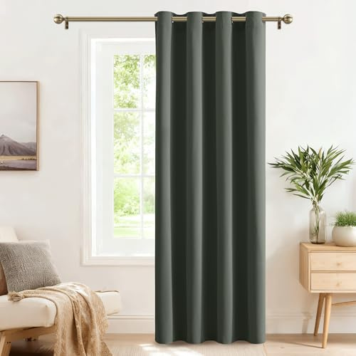 PONY DANCE Blickdichte Vorhänge mit Ösen Türvorhang H240 x B140 cm | Verdunkelungsvorhang, 1er Set, Hitzeschutz, Graugrün, für Schlafzimmer, Kinderzimmer, Sichtschutz, UV-Schutz, Abdunkelnd