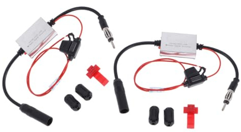 Operitacx De Señal FM para Coche y Radio De Automóvil Ant-208, 12-24v para Vehículos, Compatible Antena FM, Mejora Recepción y Sensibilidad, Uso Automotriz, Color Negro