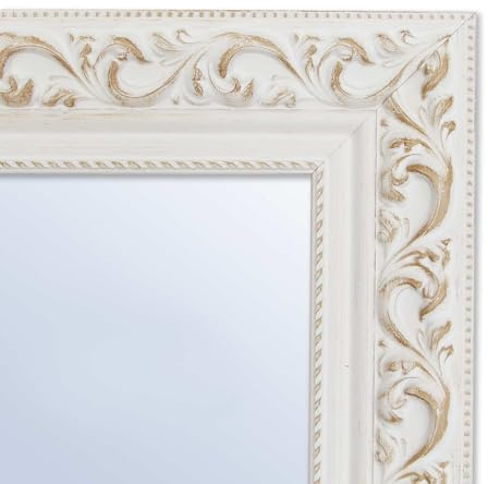 Genérico Espejo de Pared a Medida Personalizada hasta 200cm con Marco Blanco con Relieve de 7cm de Ancho Ref. 2599-29N para Entrada, salón, habitación, baño o despacho. Medida Exterior del Marco