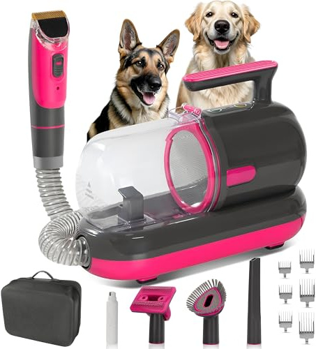 Kit per la toelettatura del cane con aspirapolvere, 15 kPa 1,5 L, tosatrice per gatti, aspirazione 99% peli di animali domestici, kit professionale per la toelettatura degli animali domestici con 7