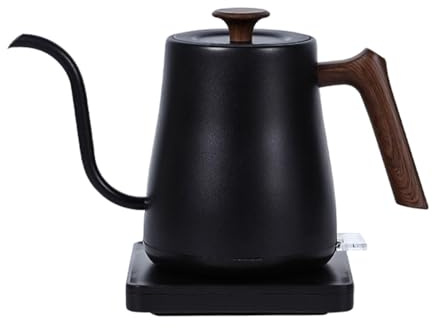 Baoblaze Bouilloire Électrique Chauffe-Eau à Col de Cygne Bouilloire pour Infusion Verseuse INOX de 1000W pour Chauffage Rapide Adaptée pour Une Utilisation à, Grain de Bois Noir