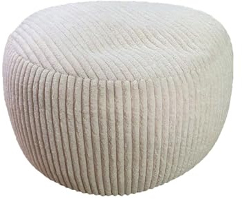 Relaxdays Pouf, Cord, HxD: 35 x 50 cm, Polystyrol-Füllung, rundes Bodensitzkissen, Wohnzimmer Hocker, Sitzpouf, beige