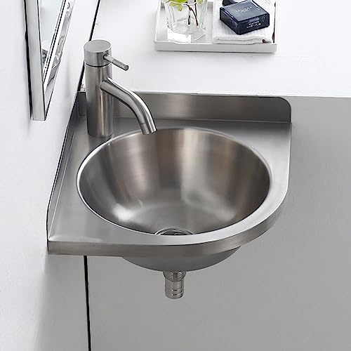 Fregadero de acero inoxidable, fregadero esquinero de cocina independiente con escurridor y grifo para baño, cocina y lavandería