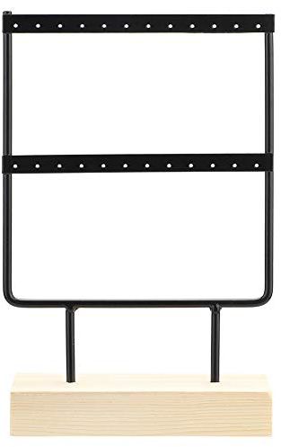 NDNCZDHC Supporto per organizer orecchini da donna a 24 fori, espositore orecchini in metallo, espositore gioielli per desktop (Nerone)