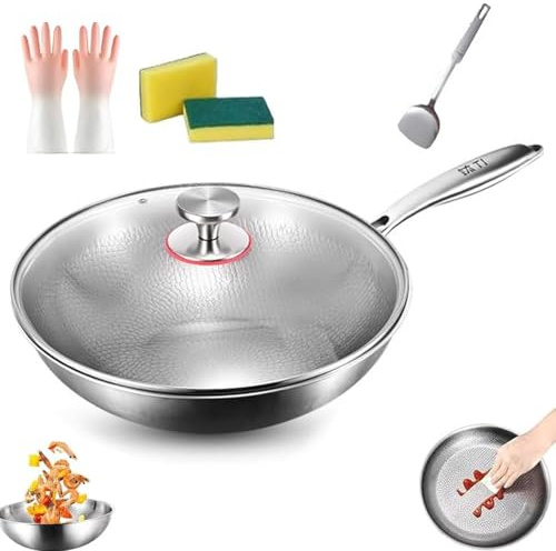 Padella antiaderente da 12 pollici con coperchio - Pentolame multifunzionale per tutti i piani cottura e forno, antigraffio, compatibile con l'induzione, lavabile in lavastoviglie - Resisten