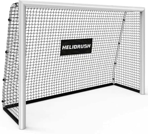 HELIORUSH Fussballtor 180/240/300 für Garten & Training - Großes Fußballtor Outdoor, Stabiler Stahlrahmen Verzinkt,Edelstahl 304, Aluminium & Pulverbeschichtet, Reißfestes 1000D Netz, Wetterfest