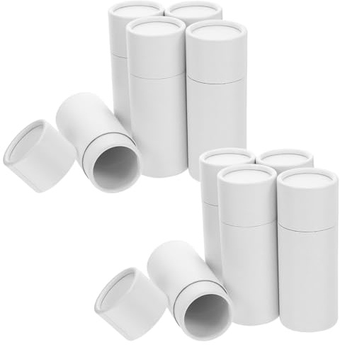 Operitacx 10 Tubos Cilíndricos de Cartón Blanco para Té de 20ml, Caja de Papel Kraft con Tapa, Diseño Protector y Versátil para Oficina y Viajes