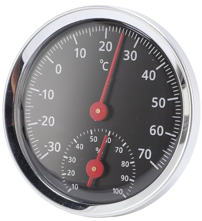 SPYMINNPOO Mechanisches Auto-Thermometer-Hygrometer ohne Batterie, Temperatur- und Luftfeuchtigkeitsmesser, Rundes Kabelloses Design, für Kühlschrank-Inkubator-Gewächshaus