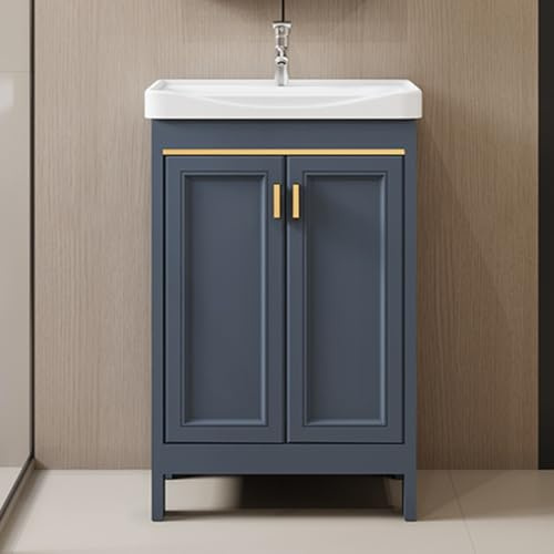 TXGJWRA Freestanding Bathroom Vanity Unit with Ceramic Sink 50Cm Floor Standing Cabinet Hot/Cold Water Tap Versatile Storage for Living Room Kitchen Office Wardrobe,One Color-50cm/19.7in