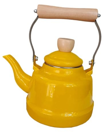 Colcolo Tetera de Esmalte, hervidor de Agua, Calentador de Leche Retro, Tetera de con Agarre cómodo, cafetera para el hogar, Fiestas y Estufa, Amarillo