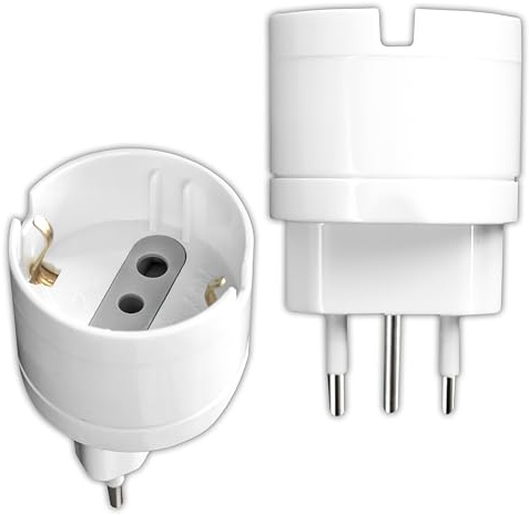 V-TAC 2x Adattatore da Schuko a Spina 10A - 2 Pezzi - Presa Singola 10A 2P+T Bipasso/Schuko e Spina Italiana 10A - di Corrente per Casa, Ufficio, Negozio, Azienda
