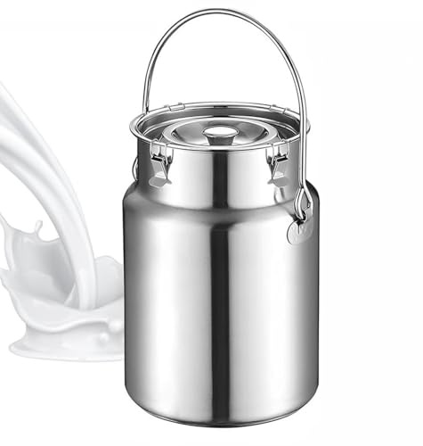 Milk Stainless Steel Bucket Milk Pitcher Can with Lid Milk Churn Wine Pail Bottle Tea Barrel Milk,3Liters