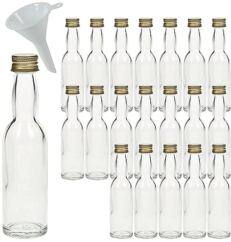 mikken 20 Mini Glasflaschen 40 ml mit Schraubverschluss inkl. Trichter