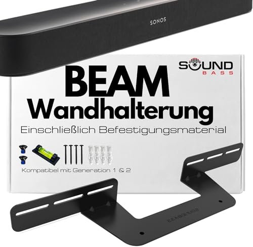Sound bass Support de Barre de Son pour Sonos Beam Compatible avec la Barre de Son Sonos Beam générations 1 et 2 Comprenant Tout Le matériel de Montage nécessaire, Support de Montage, Noir