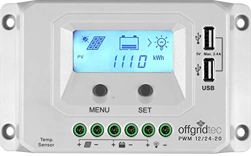 Offgridtec® PWM Pro Laderegler 12V/24V 20A USB