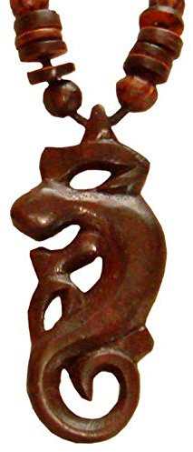 Woru Halskette mit Gecko-Anhänger aus Sonor-Wood, Holz-Schmuck Modeschmuck, Natur-Schmuck, Gecko Gekko