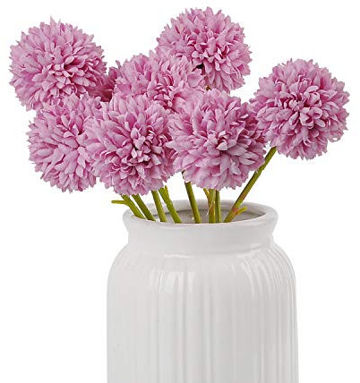 cn-Knight 24pcs Künstliche Pompons 29cm Bommel Chrysanthemen,für Hochzeit,Braut Blumenstrauß DIY,Heimdekoration,Tafelaufsätze,Lila