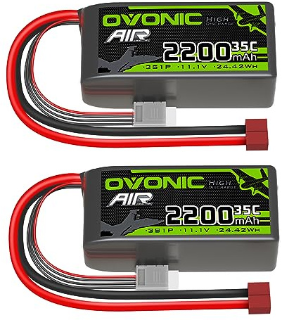 OVONIC 3S Lipo Akku 35C 2200mAh 11.1V Akku Kurzpack mit Deans Anschluss für Flugzeughelikopter für 1:14 RC Car RC Flugzeug (2 Packs)
