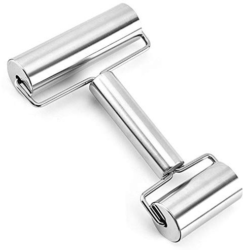 Gativs Nudelhölzer Rolling Pin Antihaft Teigroller Nudelrolle Edelstahl Backrolle Pizzaroller mit Doppelkopfrolle Backzubehör für Fondant Pizza Kuchen Nudelteig und Mürbeteig