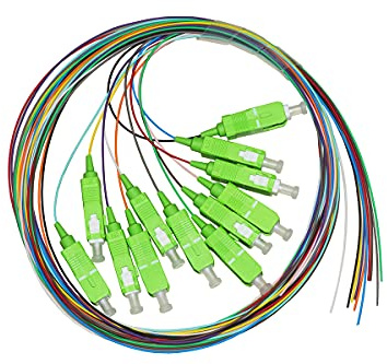 LINK LKSC12APC - Juego de Cables Pigtail de Fibra óptica de Colores, Conectores SC APC Singlemode 9/125 Os2 Simplex de 2 m, 12 Unidades