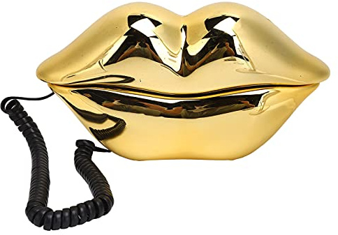 VBESTLIFE Lippenform Telefon, Galvanisieren Goldenes Lippenform Telefon, Festnetz Festnetztelefon Festnetz für Zuhause/Büro/Hotel