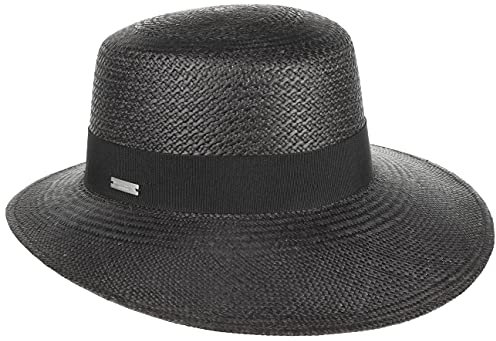 Seeberger Jecola Schute Panamahut Sommerhut Sonnenhut Damenhut Panamastrohhut Damenschute Damen - mit Schirm, Ripsband Sommer Frühling-Sommer - One Size dunkelblau