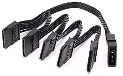 Câble d'alimentation IDE Molex 4 broches vers SATA 15 broches, câble adaptateur répartiteur d'alimentation de disque dur 4 broches mâle vers 5 x 15 broches femelle SATA pour PC de bricolage. …