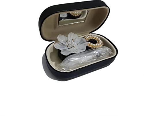 RURAUOGR Cute Contact Lens Case, Flower Design Pearl Inlay Glasses Case Travel Kit, Black 1, One Size, Fashion