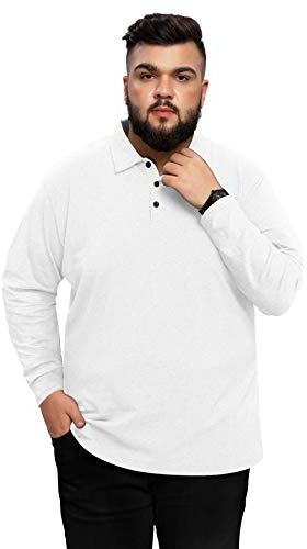 AIYINO Men's Big and Tall Classic Fit Long Sleeve Soft Cotton Polo