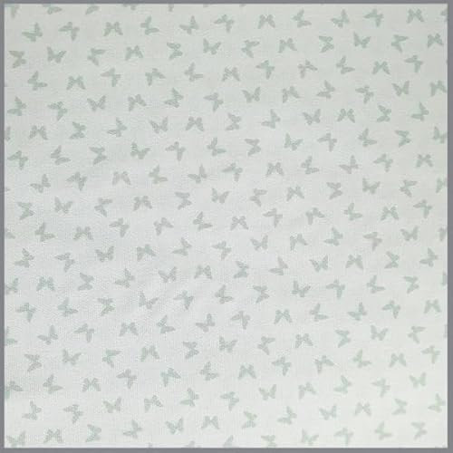 DEDEKA-Stoffe Piquet BaumwollstoffLittle Butterflies 100% Baumwolle (Mini Schmetterlinge weiss-mint)