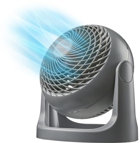Iris Ohyama Woozoo, Ventilatore da Tavolo, Ventilatore da Scrivania, Silenzioso, Portatile, Per Camera Da Letto, Soggiorno, Raffreddamento, Potente, Prodotto in Europa, Grignio