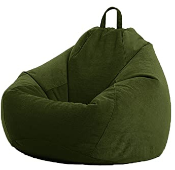 Treer Corduroy Bean Bag Covers (without Filler), Soft Solid Color Bean Bag Chair Cover for Kids Storage Soft Toy Indoor Living Room Highback Lazy Sofa Bean Bag Cover (Dark Green,60x70cm)