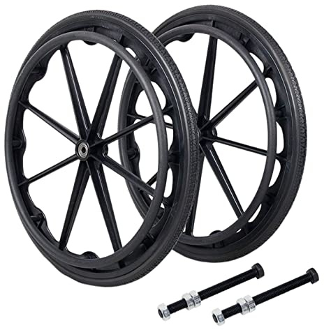 Roues de Fauteuil Roulant 24 × 1 3/8 avec Volant à Main, Grandes Roues arrière Solides de 24 Pouces pour fauteuils roulants manuels, roulements de 1/2 (12 mm), 2 pièces
