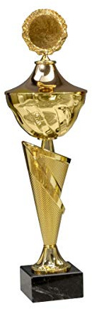 eberin · Pokal Serie Smilla, Gold, mit Wunschtext, individuellem Motiv-Emblem, wählbar in 4 Größen, oder als 4er-Serie