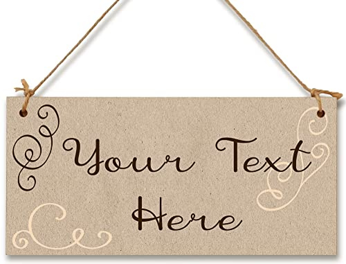 Personalised Hanging Plaque Your Custom Text Kraft Vintage Decorative Wooden Door Wall Sign Home Decor Add Any Message