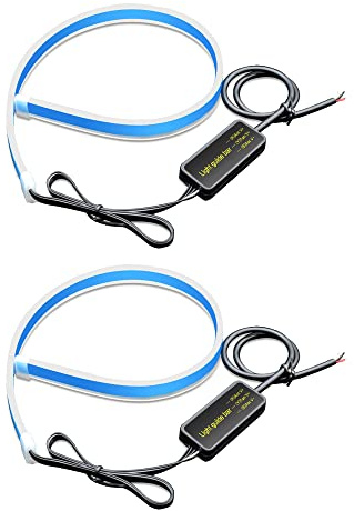 Baceyong 2 tiras de tubo LED flexibles ultrabrillantes, tira de luz impermeable diurna, tubo flexible DRL, tira de silicona de doble color para coche