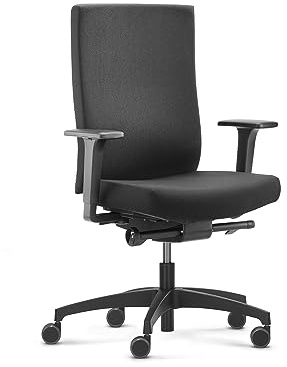 Dauphin @Just evo mesh, ergonomischer Bürostuhl mit Netz-Rückenlehne weiß (Polsterrückenlehne, Schwarz) | Mit Polsterrückenlehne, schwarz