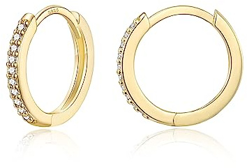 Silber Ohrringe Damen 925 Hypoallergen Klein Huggies Creolen Gold mit Zirkonia für Damen Herren Frauen 6mm/8mm/10mm
